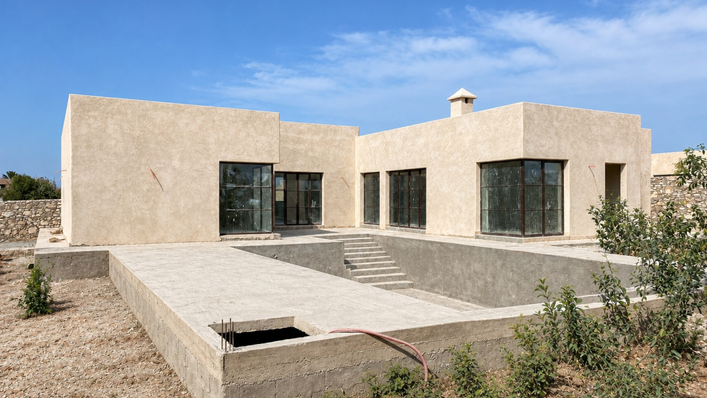 Villa de plain-pied, 4 chambres, piscine. En cours de finition.